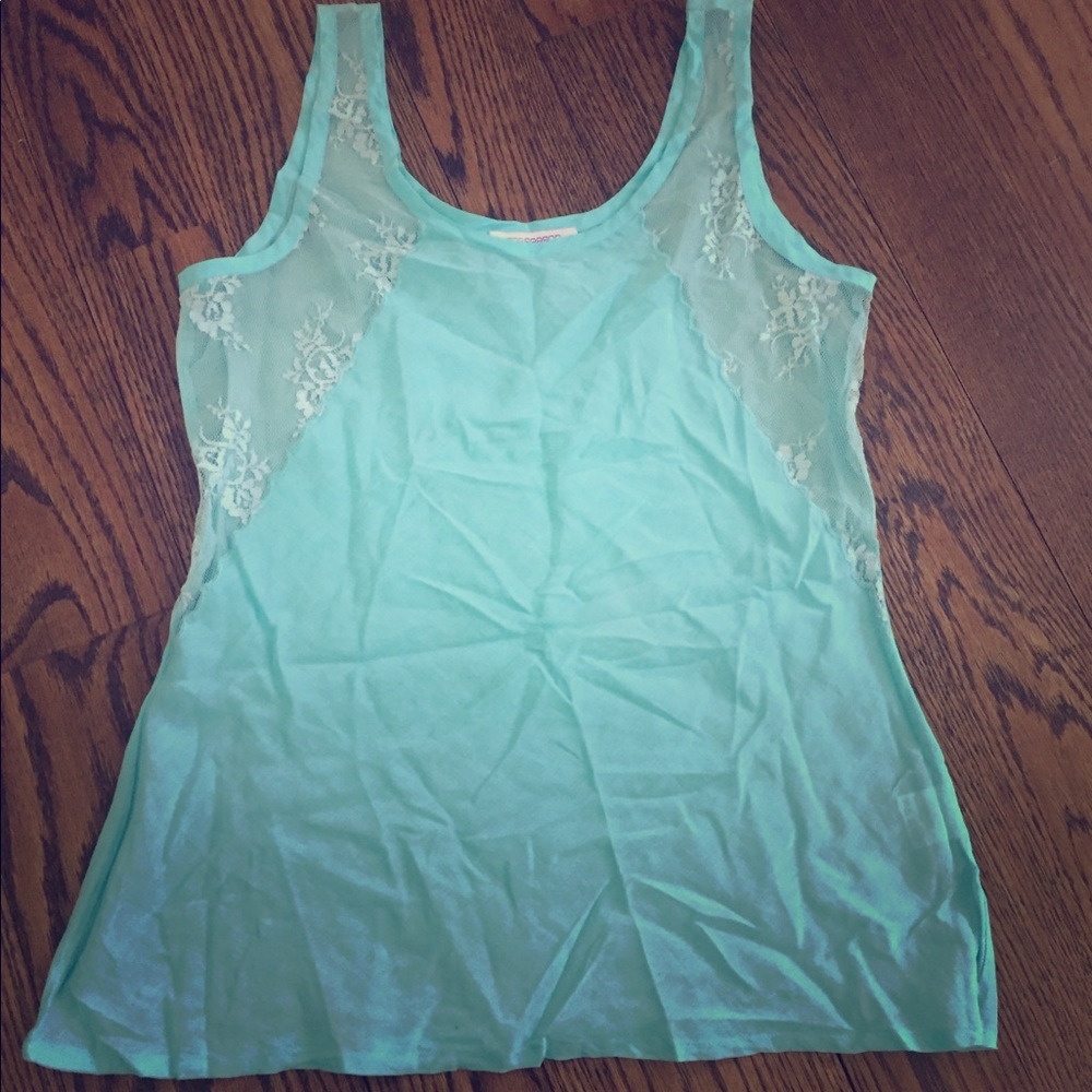 Silk and cotton top with lace detail